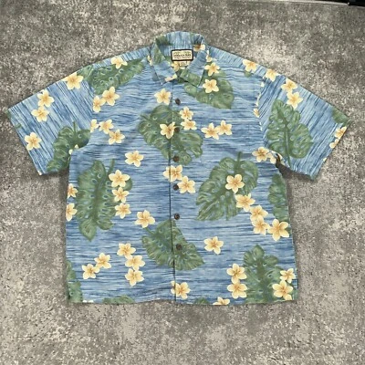 Camisa Hawaiana Jaxx Jaxx Para Hombres Grande Azul Seda Estilo Isla Floral Estampado Agua Foto 1 de 4