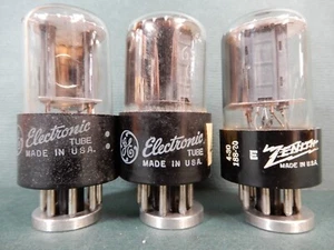 GE 6SN7 Short Glass Gray Plate Vacuum Tubes (3) Amplitrex Tested 84-96% Gm - Picture 1 of 4