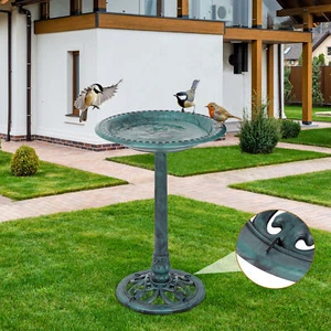 28" Luxury Bird Bath Garden Decorative Assembled Verdigris Bird Feeder - Picture 1 of 12