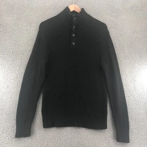 Maglione Banana Republic uomo grande misto lana antracite 1/4 bottoni pullover maglia - Foto 1 di 9