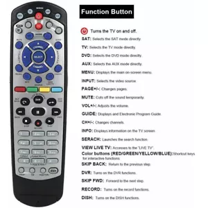 New Replace For Dish 20.1 TV1 Dish Network TV DVD VCR Learning IR Remote Control - Picture 1 of 7