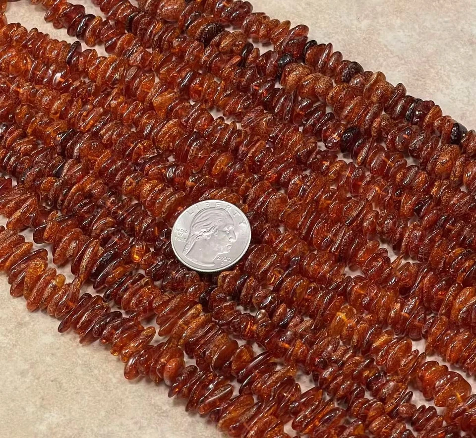 Amber Chips, 24 Inch Strand Length, Medium Size Chips - Image 1 of 1