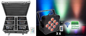 Rockville BEST PACK 60 (6) Black Battery Wash Lights+Wireless DMX+Charging Case - Picture 1 of 11