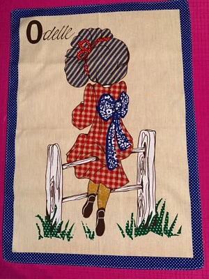 Torchon vintage prénom Odette pur coton 69 cm x 49 cm - Photo 1/3