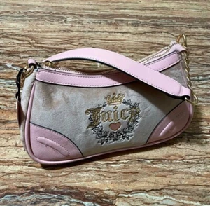 NWT Juicy Couture Velour Heritage Shoulder Bag Cafe Beige Brown Y2K - Picture 1 of 12