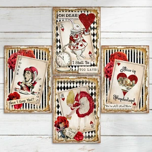 A6 Alice in Wonderland Playing Card Toppers Cardmaking Scrapbooking Tags Craft