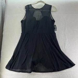 NWT Underwire Long Mesh Overlay Swim Dress One Piece Black Womens Plus 3 3X DD F - Picture 1 of 15