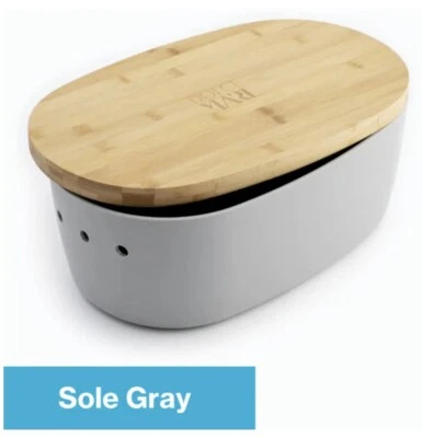 Caja de pan DOLCE MARE tapa de bambú/tabla de cortar color gris nueva en caja Foto 1 de 4