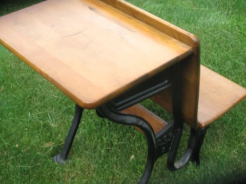 Antique School Desk American Seating Company #5 Cast Iron Wood Cover