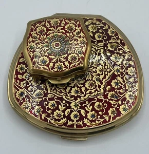 Vintage Stratton Floral Goldton Kompakt Pillendose Set - Bild 1 von 23