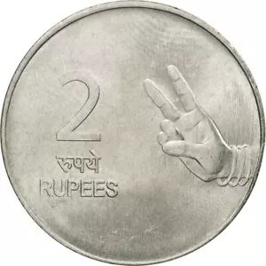 India | 2 Rupees Coin | Hasta Mudra | Km:327 | 2007 - 2011 - Picture 1 of 12
