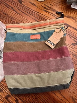 Kaukko Theideaman Striped Canvas Shoulder Crossbody Bag Womens Or Mens Bag Foto 1 de 3