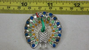 Vintage Sterling Silver .925 Brooch Enamel Peacock Alice Caviness Germany Rare - Picture 1 of 11