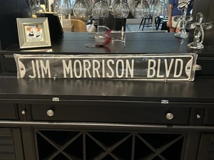 *NUEVO* Jim Morrison negro en relieve 36”x6” señal de calle decoración de pub The Doors - Imagen 1 de 8