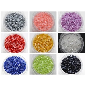 2000 Flatback Half Pearl Gem Bead 3mm Nail Art Tips Storage Box Color for Choice - Picture 1 of 26