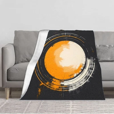 Vibrant Orange and Black Concentric Ring Flannel Blanket - Soft Cozy and Durable - Image 1 of 4