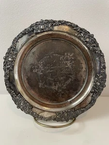 Antique Derby Silver Co Quadruple Plate #642 Small Plate Tray Engraved 1901 - Picture 1 of 10