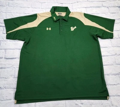 USF South Florida Bulls MENS XL Green Loose Fit Under Armour Shirt Golf Polo - Image 1 of 4