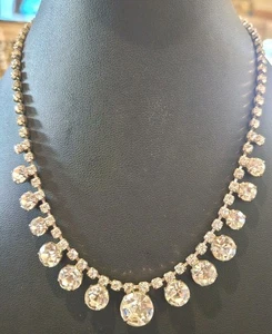 1950’s Clear Rhinestone Necklace Simply Stunning 18 In - Picture 1 of 2