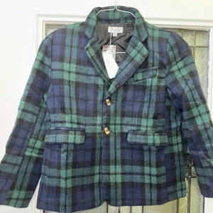 Giacca blazer ragazzo a quadri verde blu cappotto a quadri Trish Scully taglia 8 - Foto 1 di 11