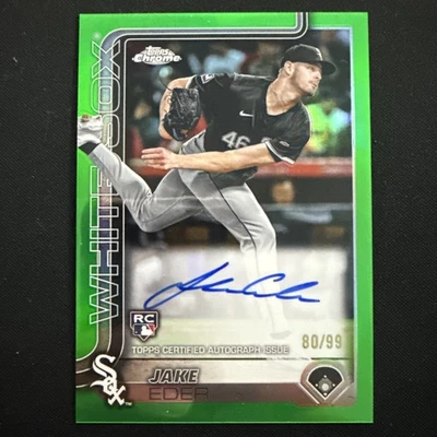 2025 Topps Chrome Rookie Autographs Jake Eder Green /99 White Sox - Image 1 of 2