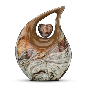 Multicolor 10 Inches Teardrop urn with Matching Heart - Large Cremation Urn -... - Picture 1 of 9