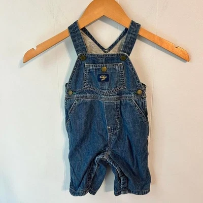 Oshkosh 3 to 6 months overalls lined denim, snap straps, and changing snaps - Image 1 of 4
