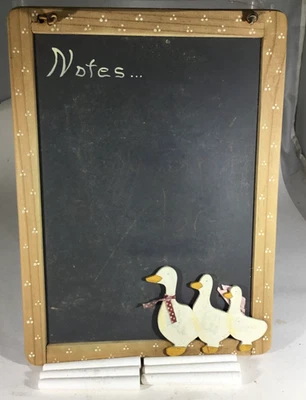 Chalk Board Hanging Wood Frame 7 x 10 Chalk & Eraser Included Decorated Ducks - Image 1 of 4