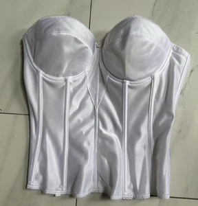 Dominique Women's Longline White Corset Full Figure Strapless Bustier Bra 38 C - Picture 1 of 4