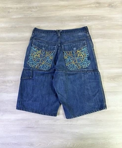Vintage Nike Air Jordan Gr. 32 Denim Blau Jeansshorts Bestickte Taschen Jorts - Bild 1 von 11