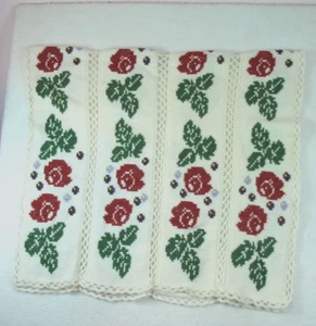 Häkel Strick Überwurf Decke Handarbeit Oma weiß Blumen Boho 35 x 34" - Bild 1 von 12