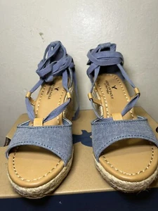 American Eagle Ankle Wrapped Wedge espadrilles Size 7 - Picture 1 of 7
