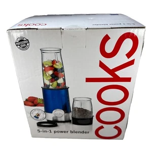 COOKS 5 in 1 Power Blender BLUE Smoothie Chops Grinds Mixes Whips 3 cups JCP NEW - Picture 1 of 17