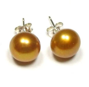 Pendientes de perla marrón AAA genuino de 7-8 mm en plata esterlina 925 - Imagen 1 de 2