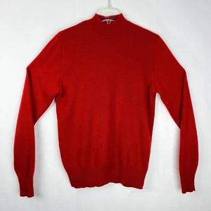 Neiman Marcus Exclusive Cashmere Sweater Sz M Medium Red Mock Neck Buttons - Picture 1 of 12