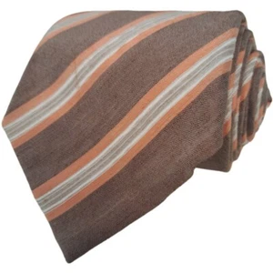 PAL ZILERI Mens Tie Brown - Orange & White Stripes - Picture 1 of 8