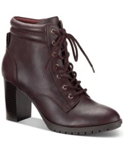 New Style & Co. Women' Laurellee Zipper Combat & Lace-Up Boots Brown 9 M B US - Picture 1 of 7