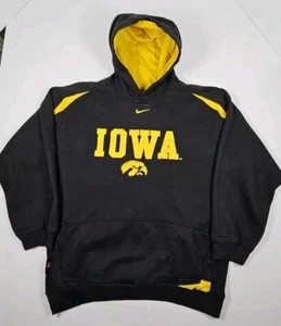 Vintage 90er Nike Iowa Hawkeyes Hoodie Center Swoosh schwarz bestickt Jugend XL - Bild 1 von 19