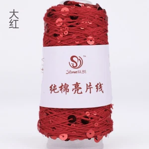 50g 160M Sequin Cotton Yarn 6mm+3mm Sparkling Sequin yarn Knitting Crocheting - Picture 1 of 63