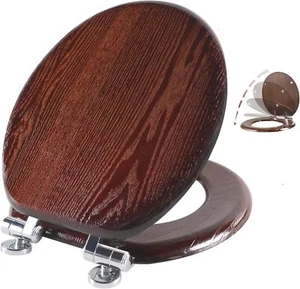 Wood Veneer Natural Toilet Seat with Quiet Close,Easy Clean,Quick-Release Hinges - Picture 1 of 7