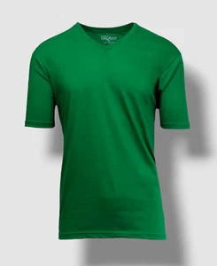 Galaxy By Harvic Men's Green Short-Sleeve V-Neck Solid Cotton T-Shirt Size M - Picture 1 of 1