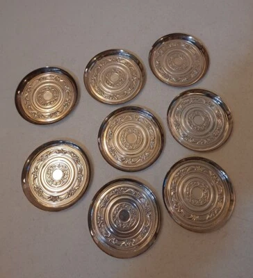Lote de 8 posavasos vintage de plata ornamentados con toalla Foto 1 de 4