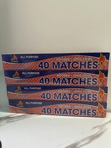 Long Stem Wooden Strike On Box Matches 4 Pack of 40 - Picture 1 of 1