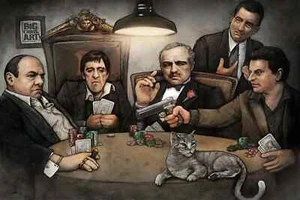 Gangster Poker Godfather Goodfellas Scarface Sopranos Canvas 38x18 inches - Picture 1 of 1