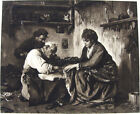 OLD MAN COBBLER FITS SHOE FOR PRETTY CUTE YOUNG GIRL 1886 Art Print Photogravure
