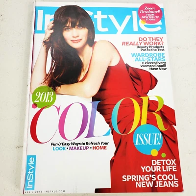 InStyle Magazine April 2013 Zooey Deschanel From New Girl To It Girl Color Issue - Image 1 of 3