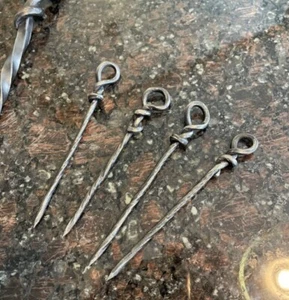 Hand Forged Stainless Steel Bar Drink Skewers -Loop Top- Cocktail Picks etc.. - Picture 1 of 13