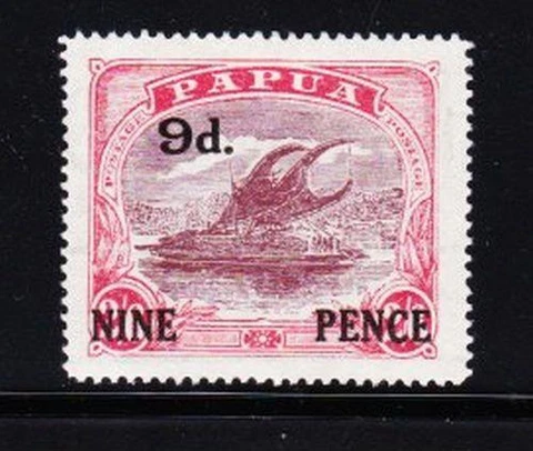 Album Treasures  Papua New Guinea Scott # 90  9p on 2sh/6p  Lakatoi  Mint LH Cover