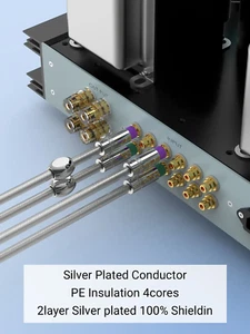 Cable de audio de alta fidelidad 2 RCA sin ruido blindaje cuádruple plateado enchapado OFC de alta pureza - Imagen 1 de 7