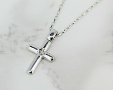 9ct White Gold Diamond Crucifix Pendant and Chain (16 Inches)